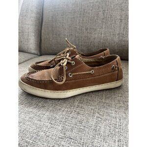 Frye Men's Boat Shoes Size 10 Brown Nubuck Leather Sully Slip On Casual Loafer
